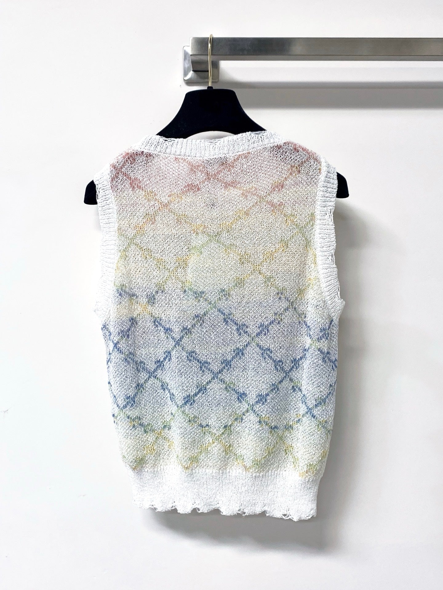 Chanel 2026 White And Multicolored Knit Tank Top Wool 439844