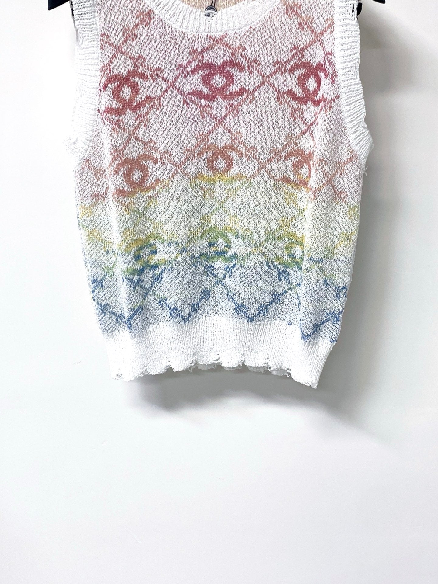 Chanel 2026 White And Multicolored Knit Tank Top Wool 439844
