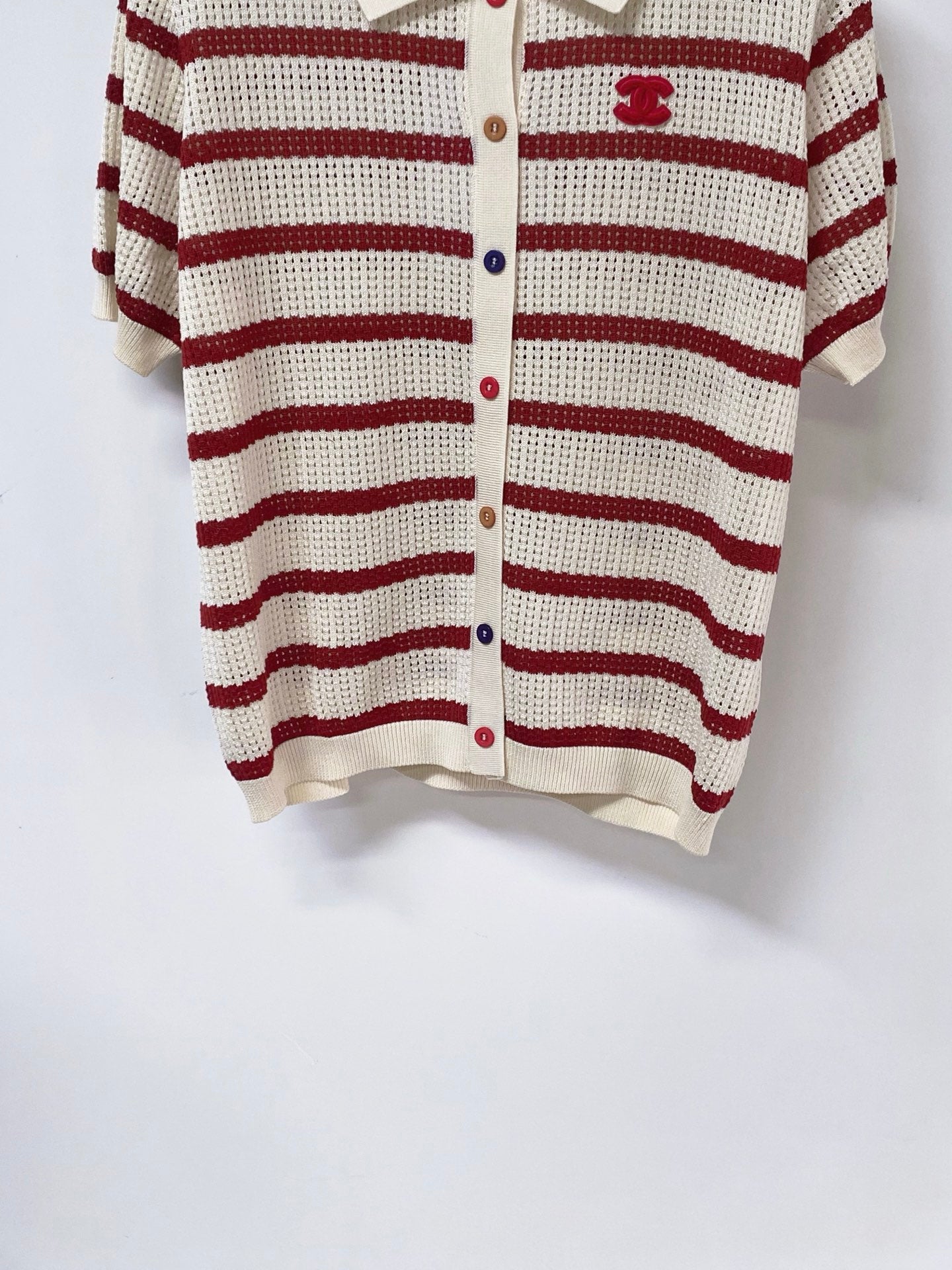 Chanel 2026 Striped Knit Polo Shirt Laine Wool 442989