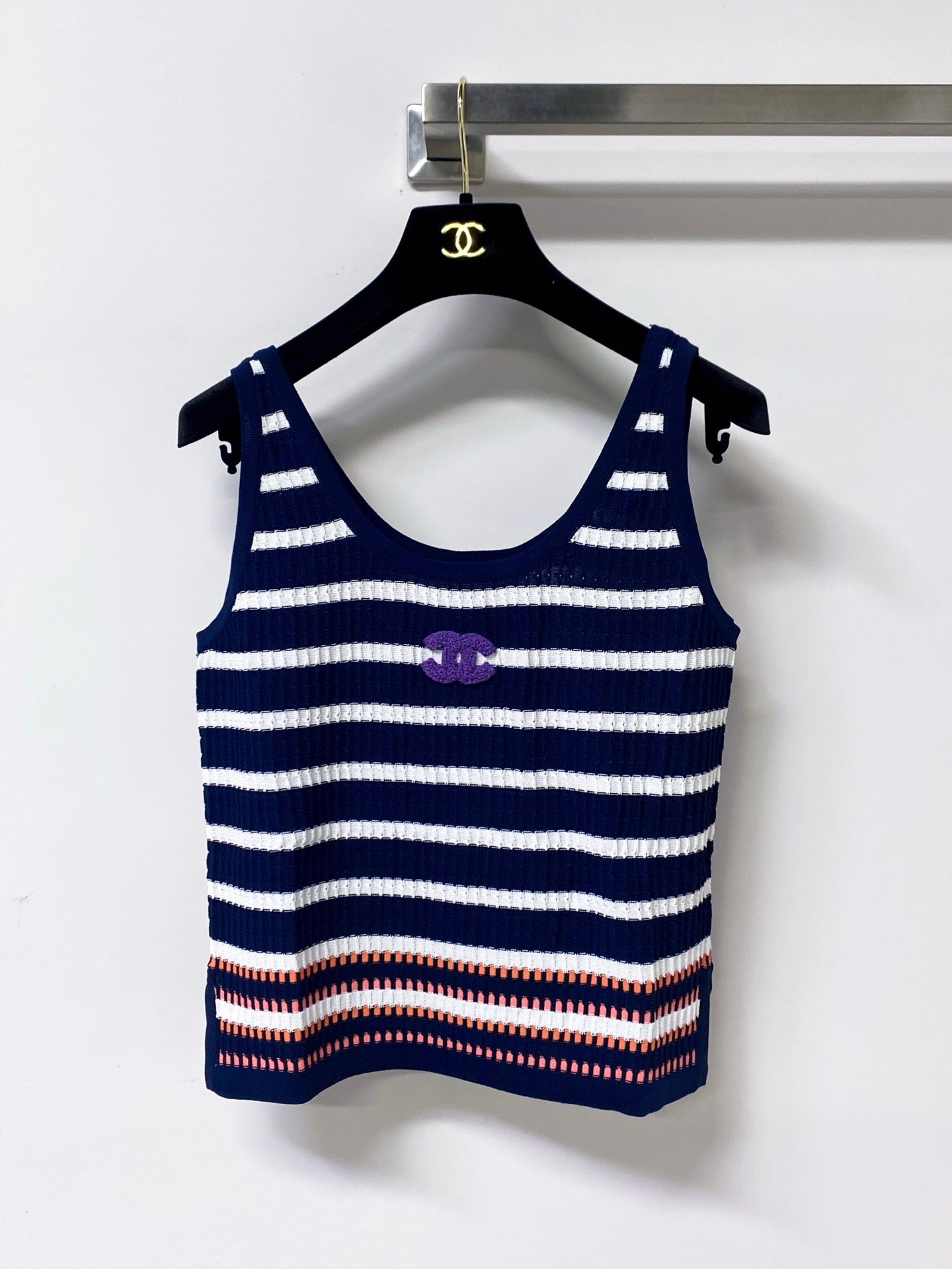 Chanel 2026 Stripped Knit Vest Tencel 442959