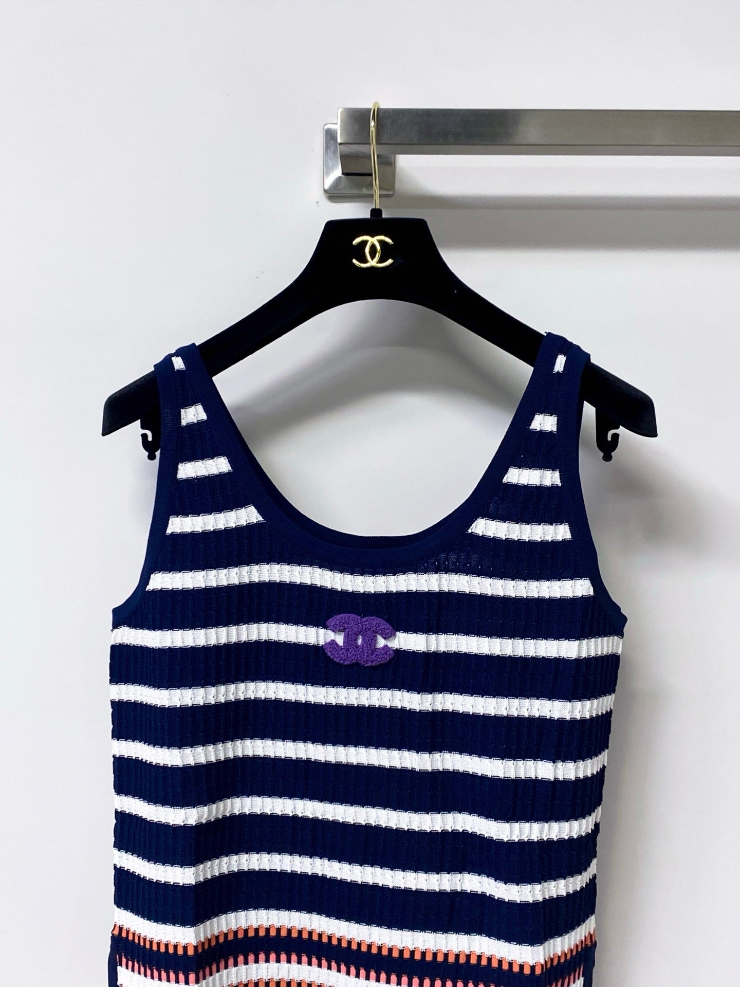 Chanel 2026 Stripped Knit Vest Tencel 442959