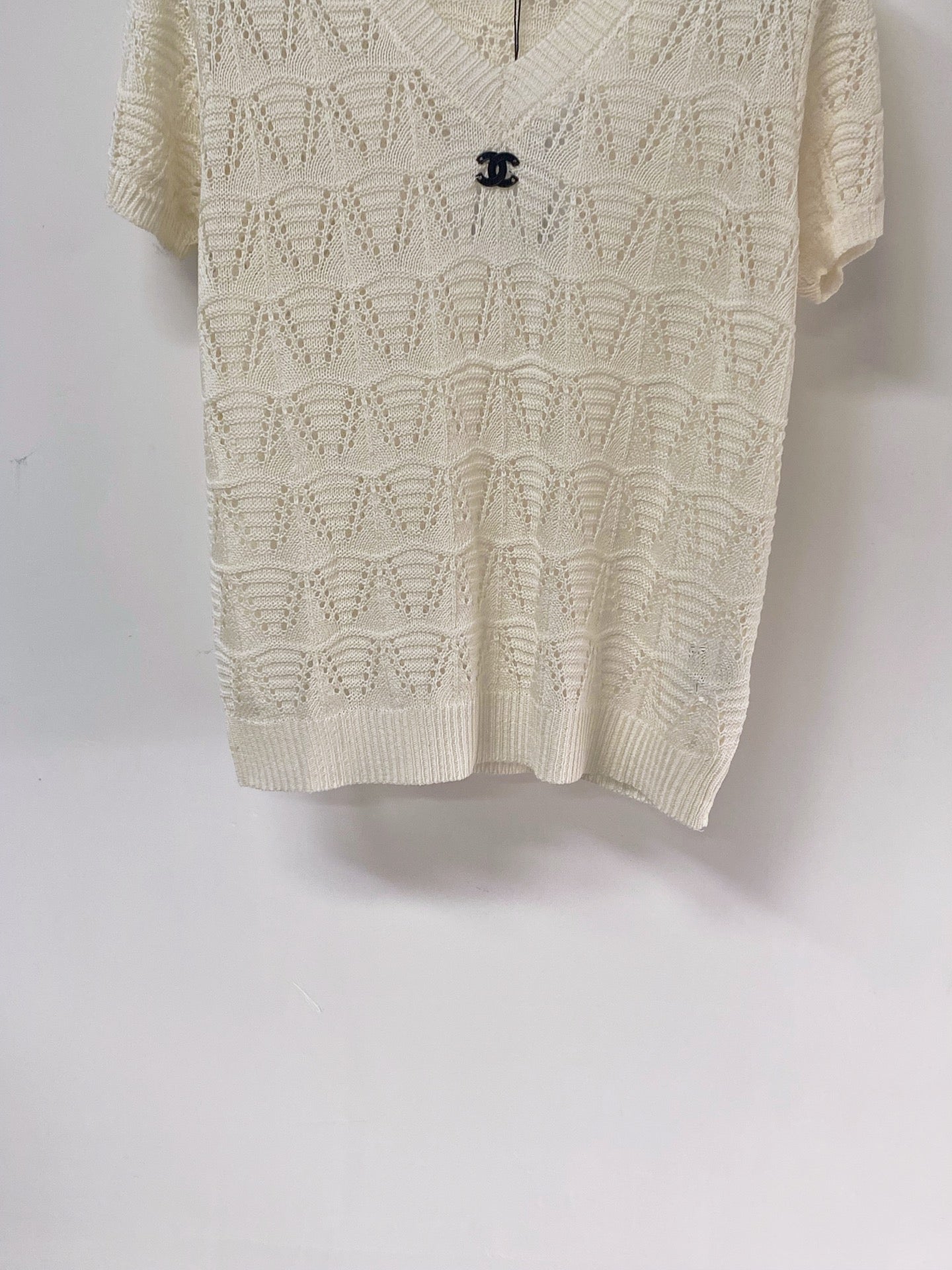 Chanel 2026 V-Neck Short-Sleeved Shirt Laine Wool 463520