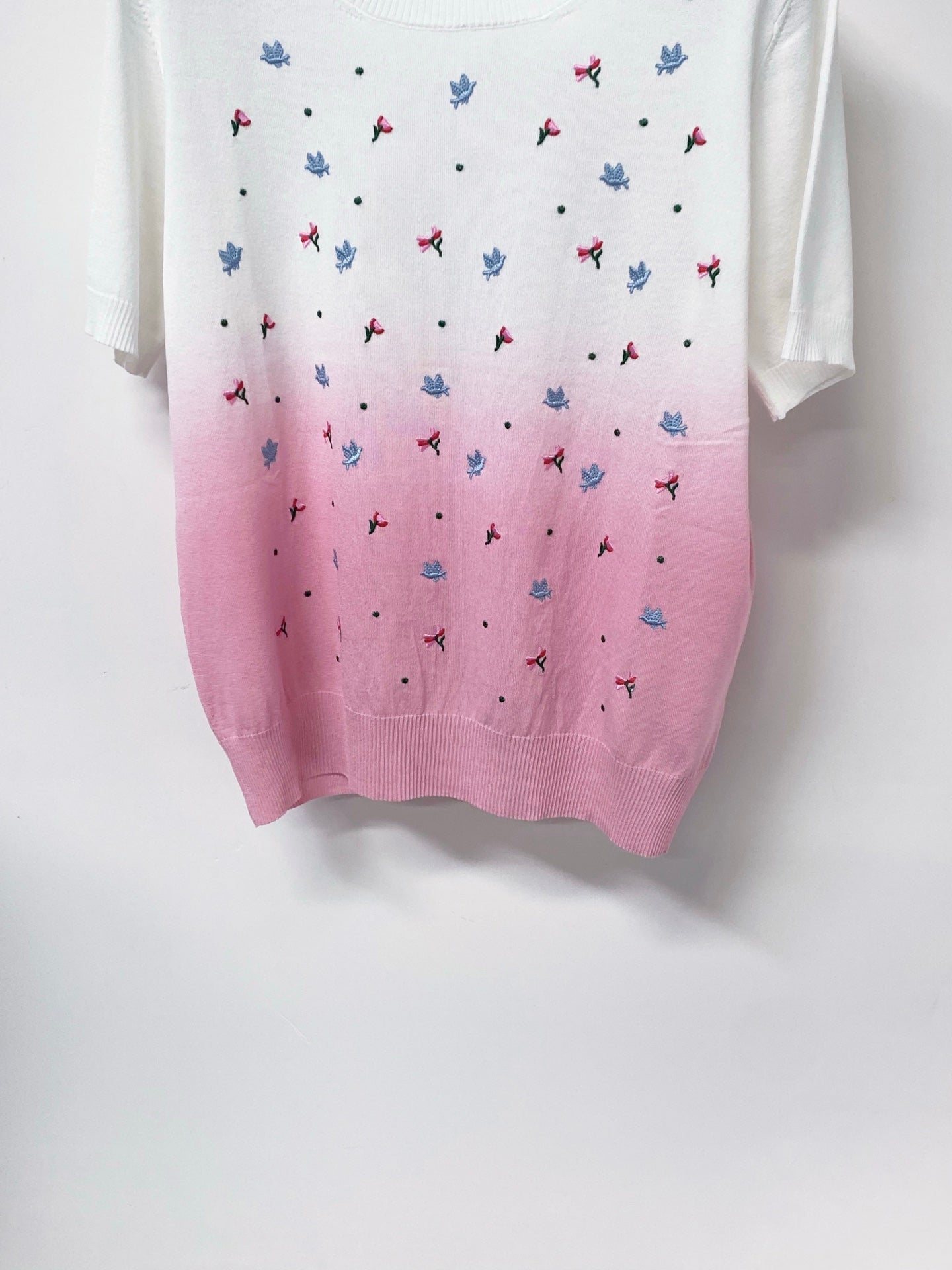 Dior 2026 Short-Sleeve T-Shirt Embroidered Colorful Floral Tencel 479916