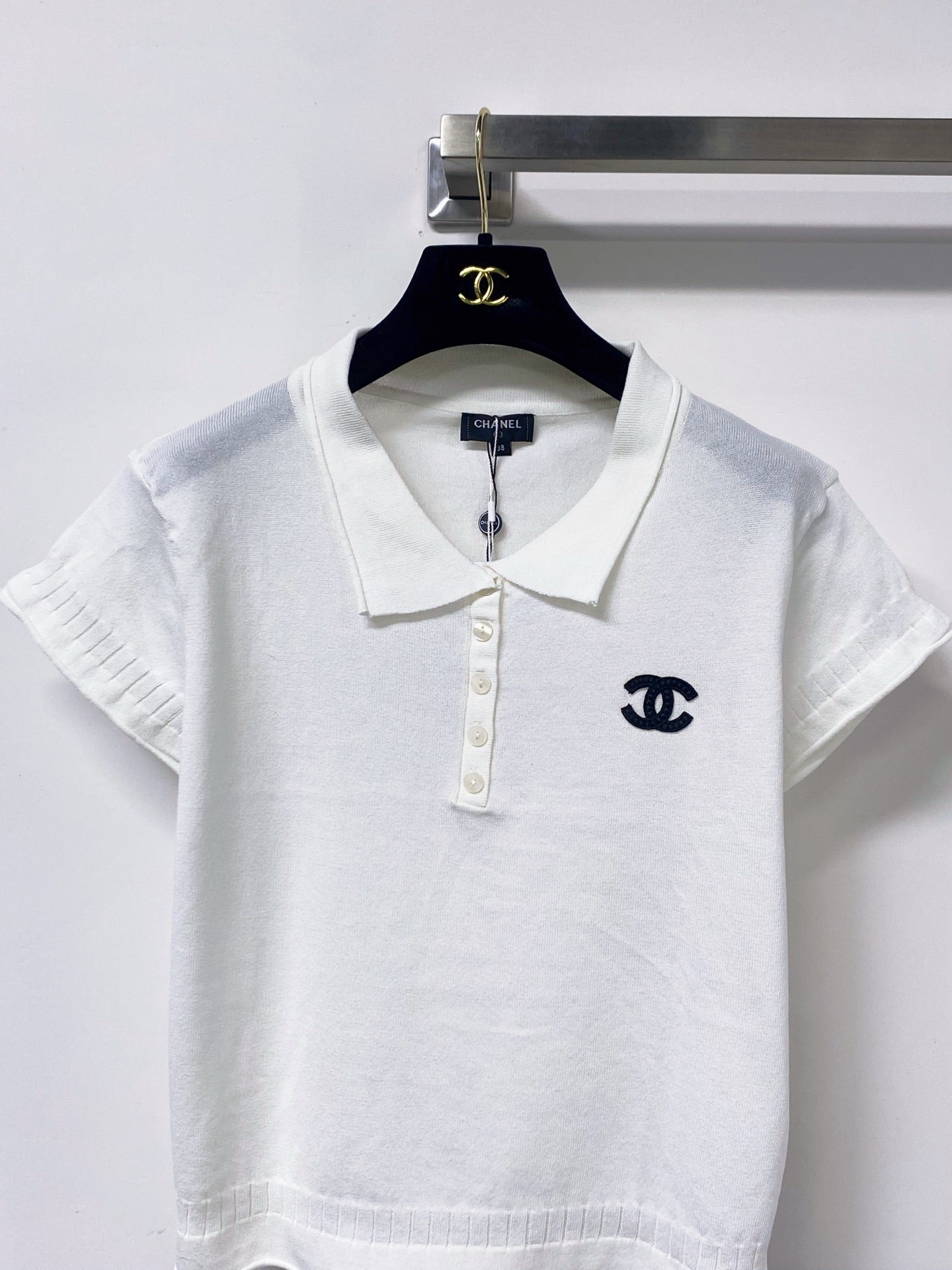 Chanel 2026 Short-Sleeve Knit Polo Shirt Wool Laine 479887