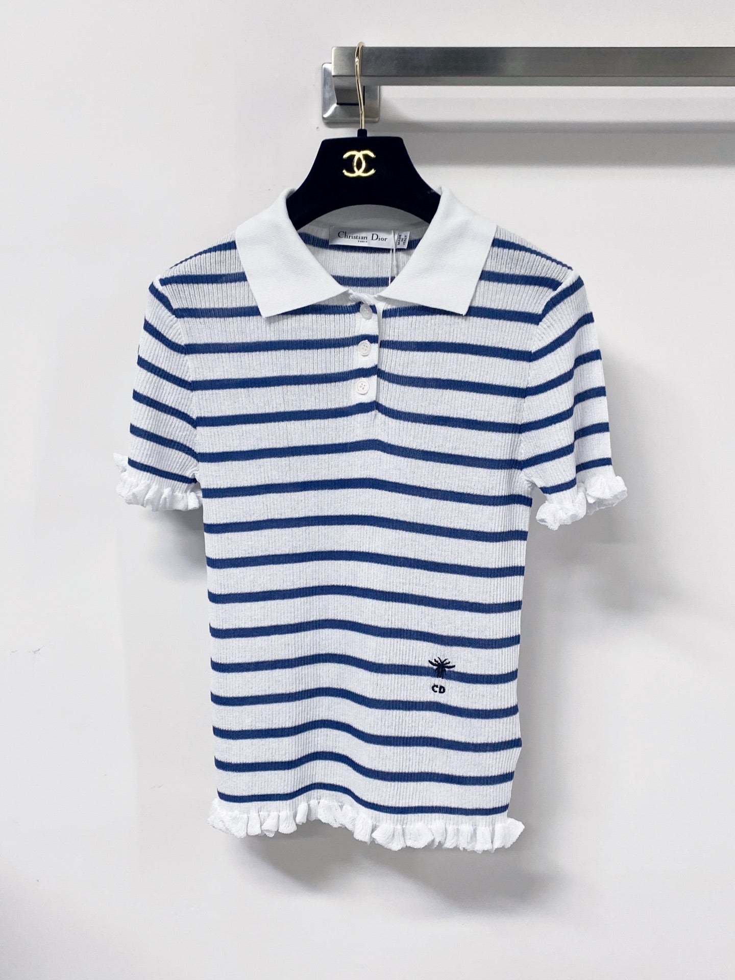 Dior 2026 Stripes Polo Knitted  Short-Sleeve Shirt Tencel 479853