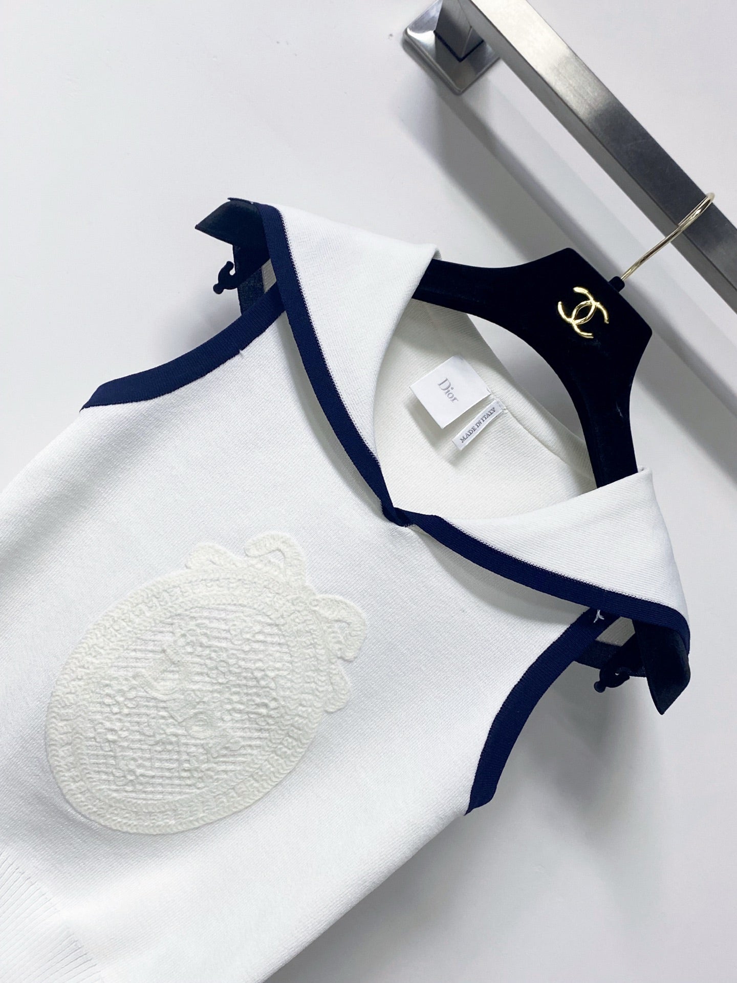 Dior 2026 Vest Shirt White Navy Wool 625811