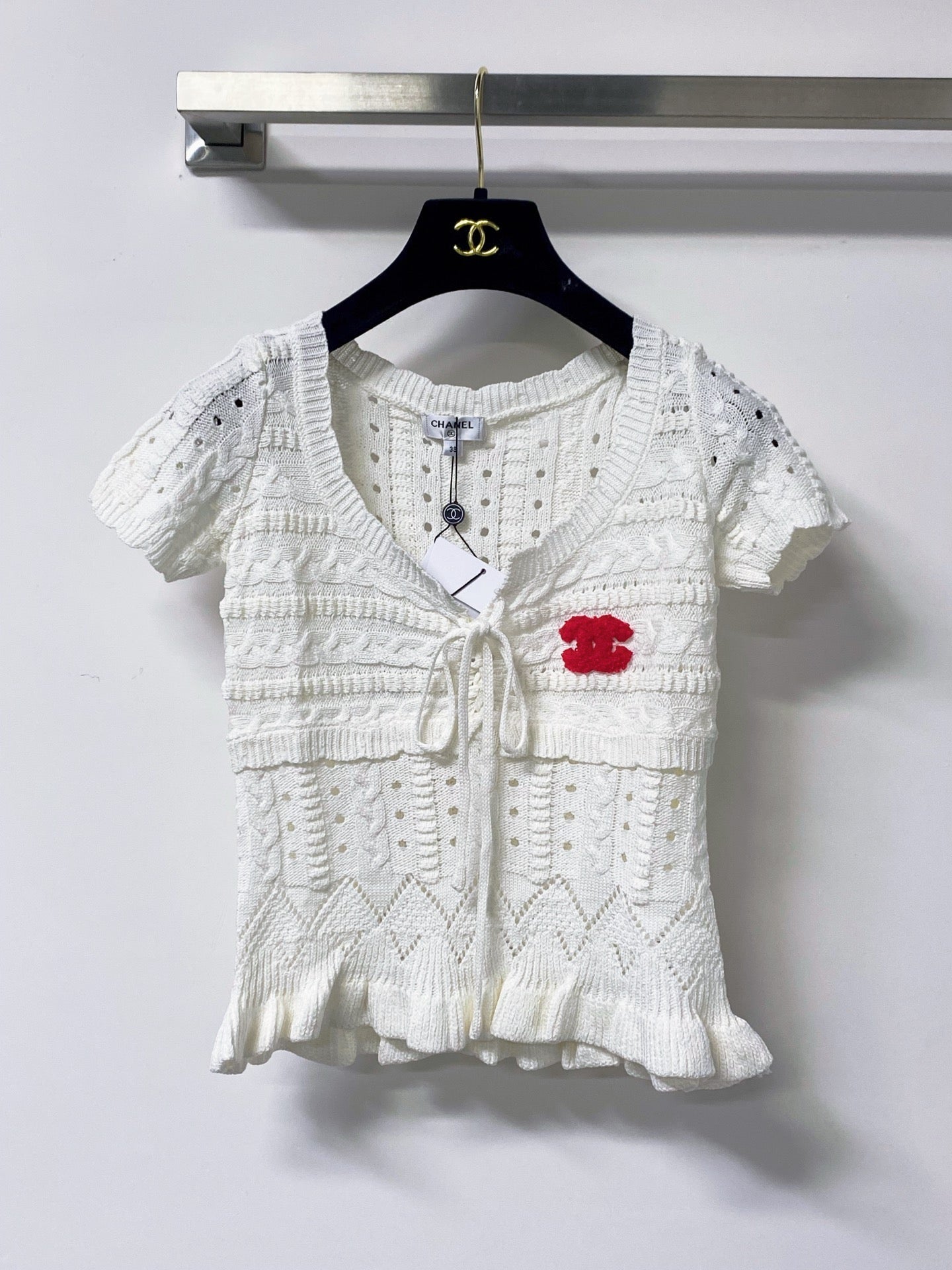 Chanel 2026 Red Logo Short-sleeved Shirt Wool 690521