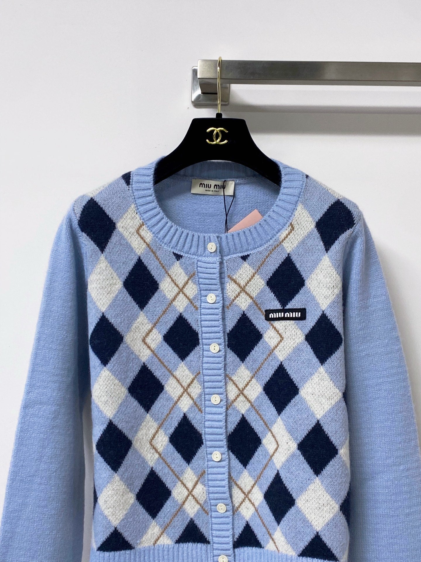 Miumiu 2026 Cardigan with Logo Embellishment Wool 836130