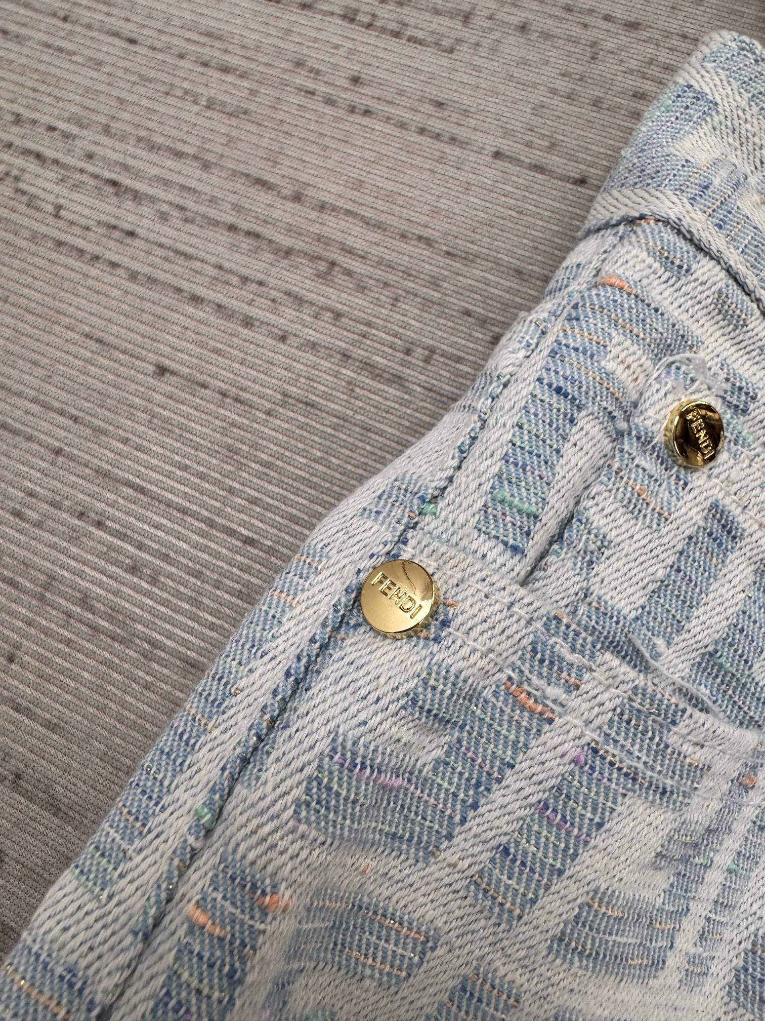 FF Light Blue Monogram Denim Jean