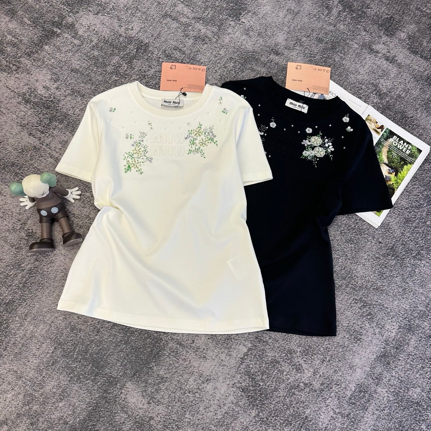 Miumiu 2026 Floral Embroidered Short-Sleeve T-Shirt Cotton 374766