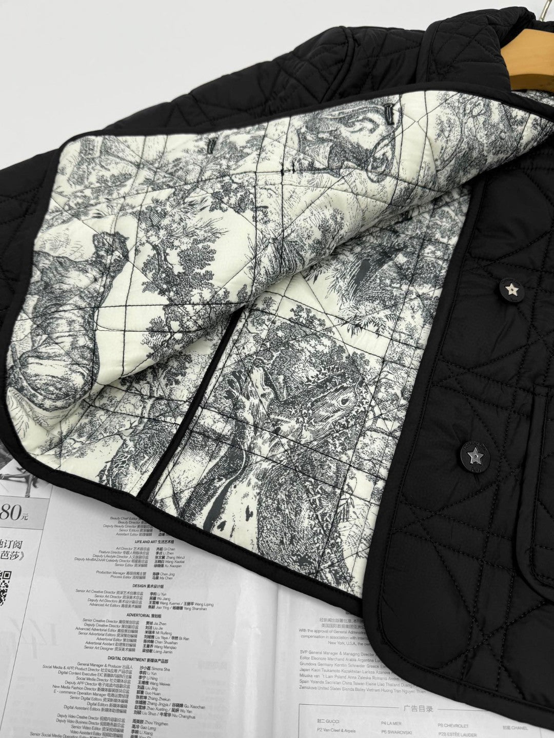CD 25 Classic Printed Quilted Short Cotton Jacket