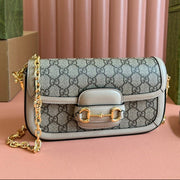 Gucci Horsebit 1995 Bag Ebony mix Beige Canvas 244275