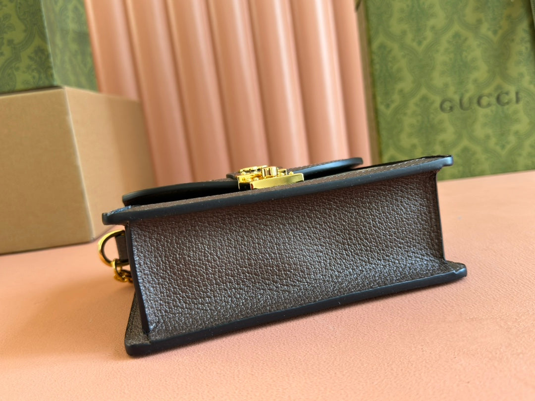 Gucci Ophidia 17.5cm Bag Ebony Brown Canvas Leather 248489