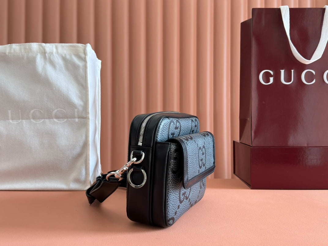 Gucci Waistbag Grey mix Black Leather  248428