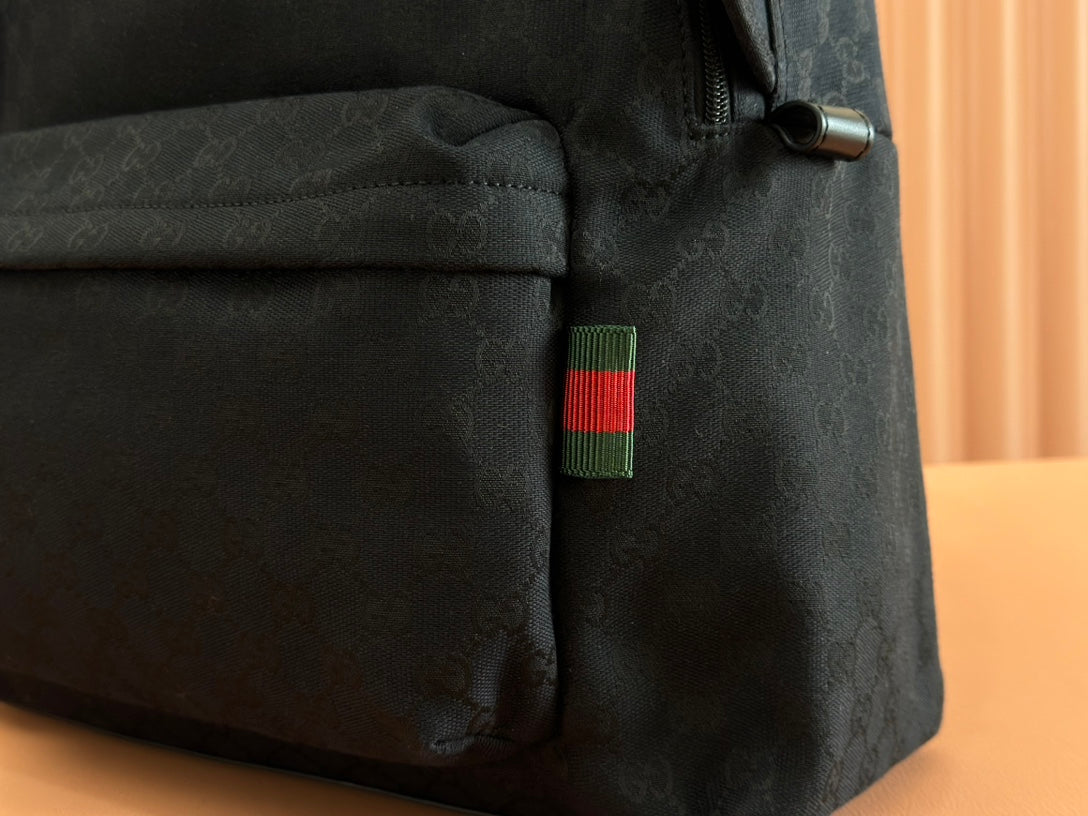 Gucci Backpack Black Canvas Leather 248447