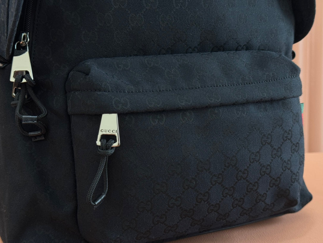 Gucci Backpack Black Canvas Leather 248447