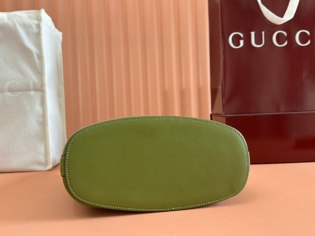 Gucci 73 Mini 27.5cm Bucket Bag Green Smooth Leather 244437