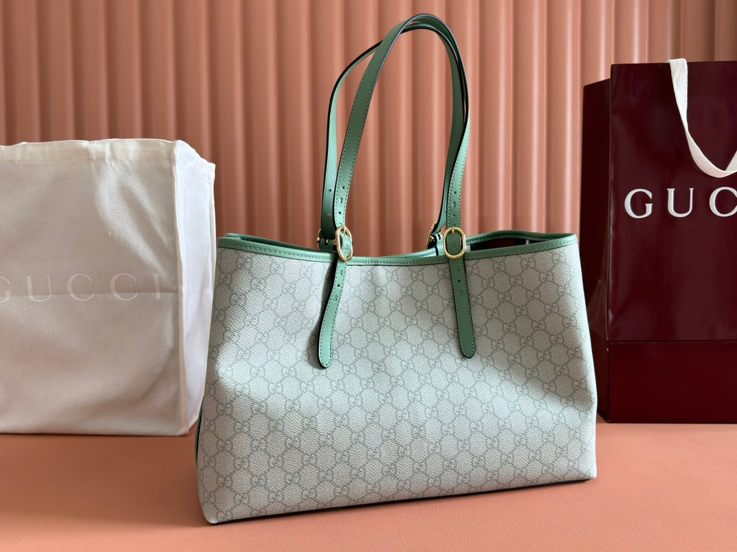 Gucci Ophidia 38cm Bag Green Canvas 244367