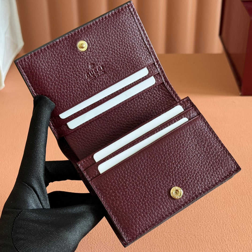 Gucci Marmont Wallet Ebony mix Rosso Ancora Red Canvas Leather 255306