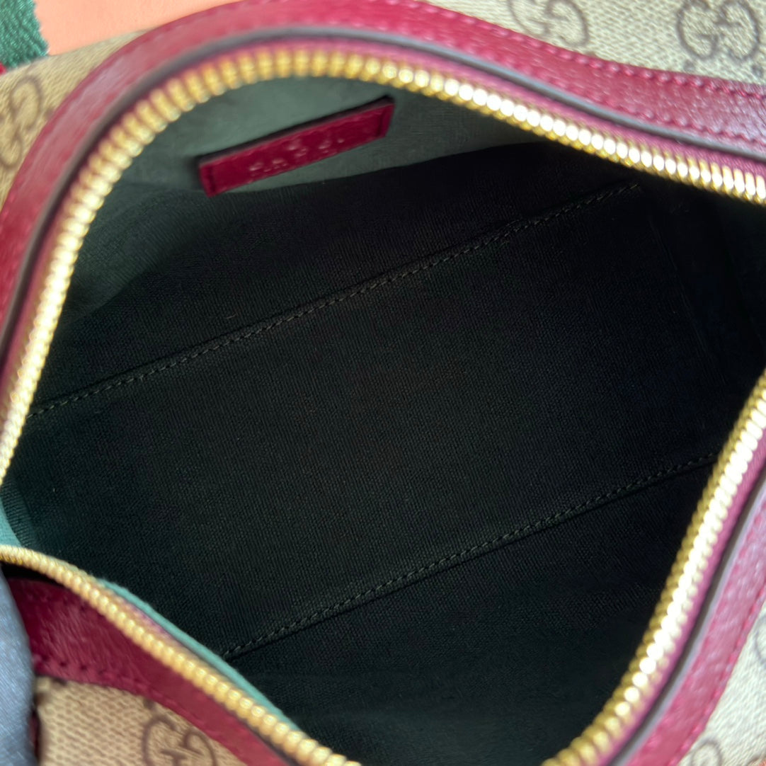 Gucci Boston Bag 20 Beige Brown Denim Fabric 271896