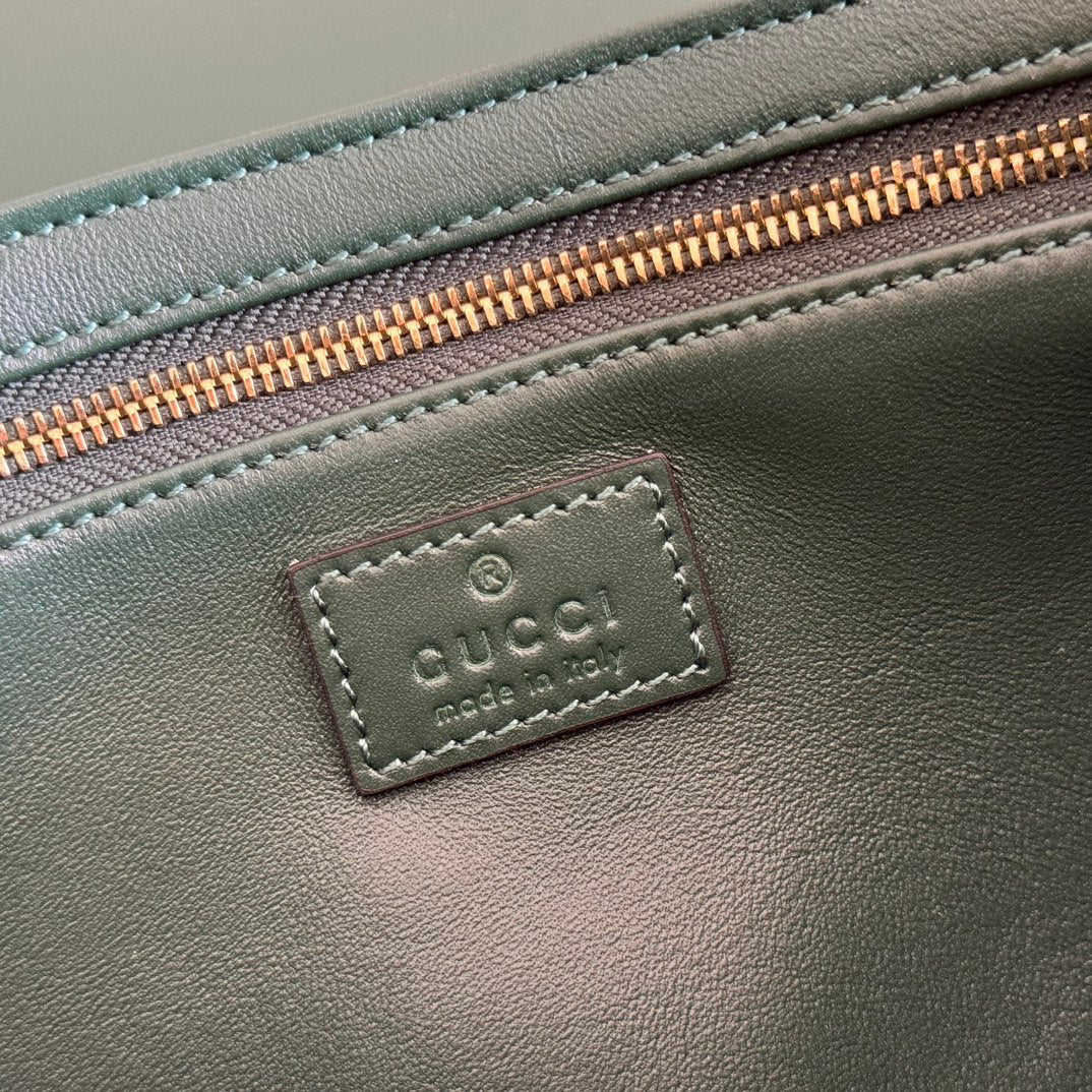 Gucci Siena Small Shoulder Bag Dark Green Leather 272118