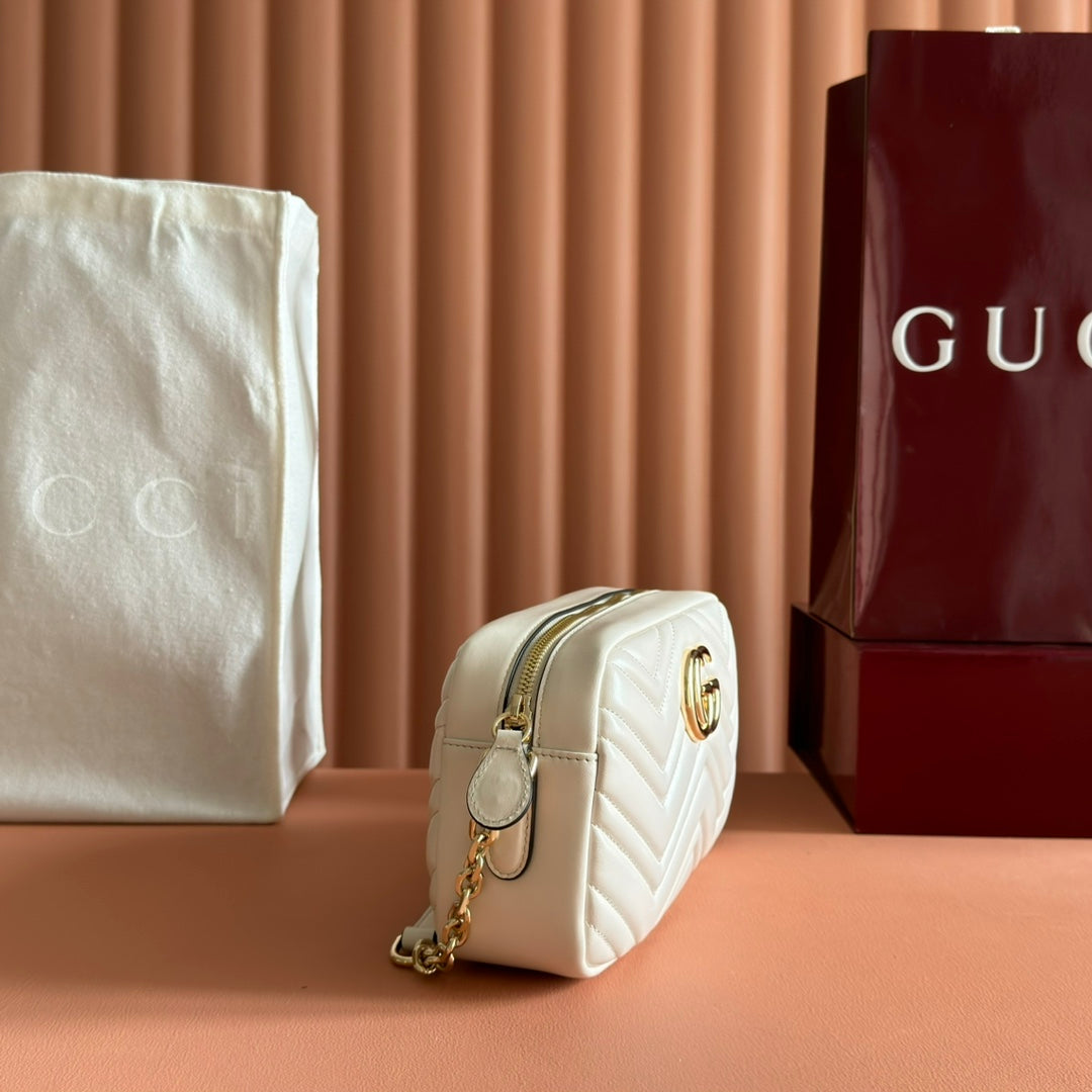 GG 2025 Mamont Bag 24cm White Gold Lambskin 273723