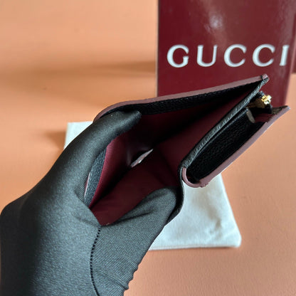 Gucci 2026 GG Marmont Bi-fold Wallet Black Red Leather 280859