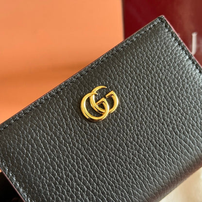 Gucci 2026 GG Marmont Bi-fold Wallet Black Red Leather 280859