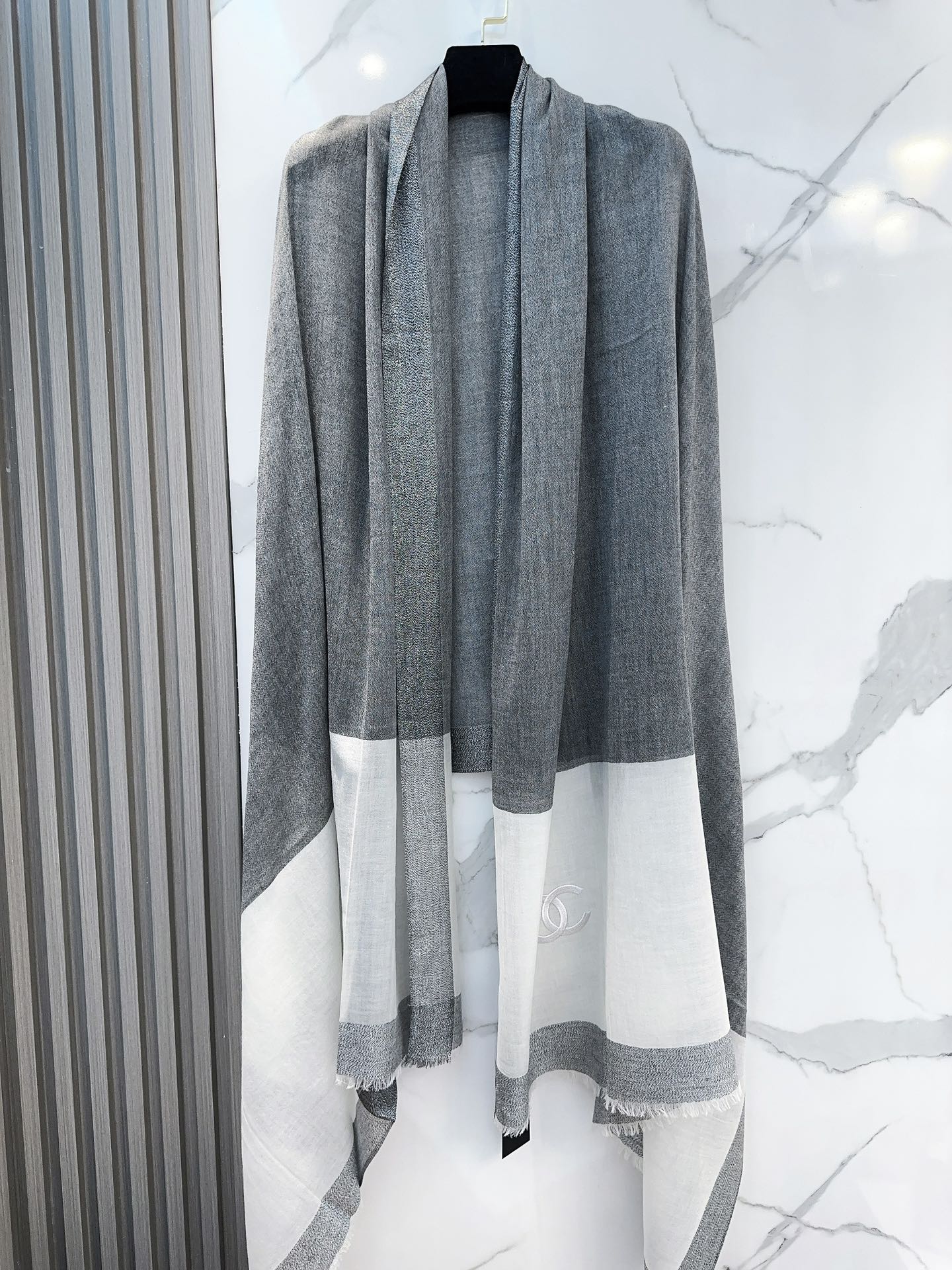 CC Scarf 200 CM In Grey Mix White Cashmere Silk  416880