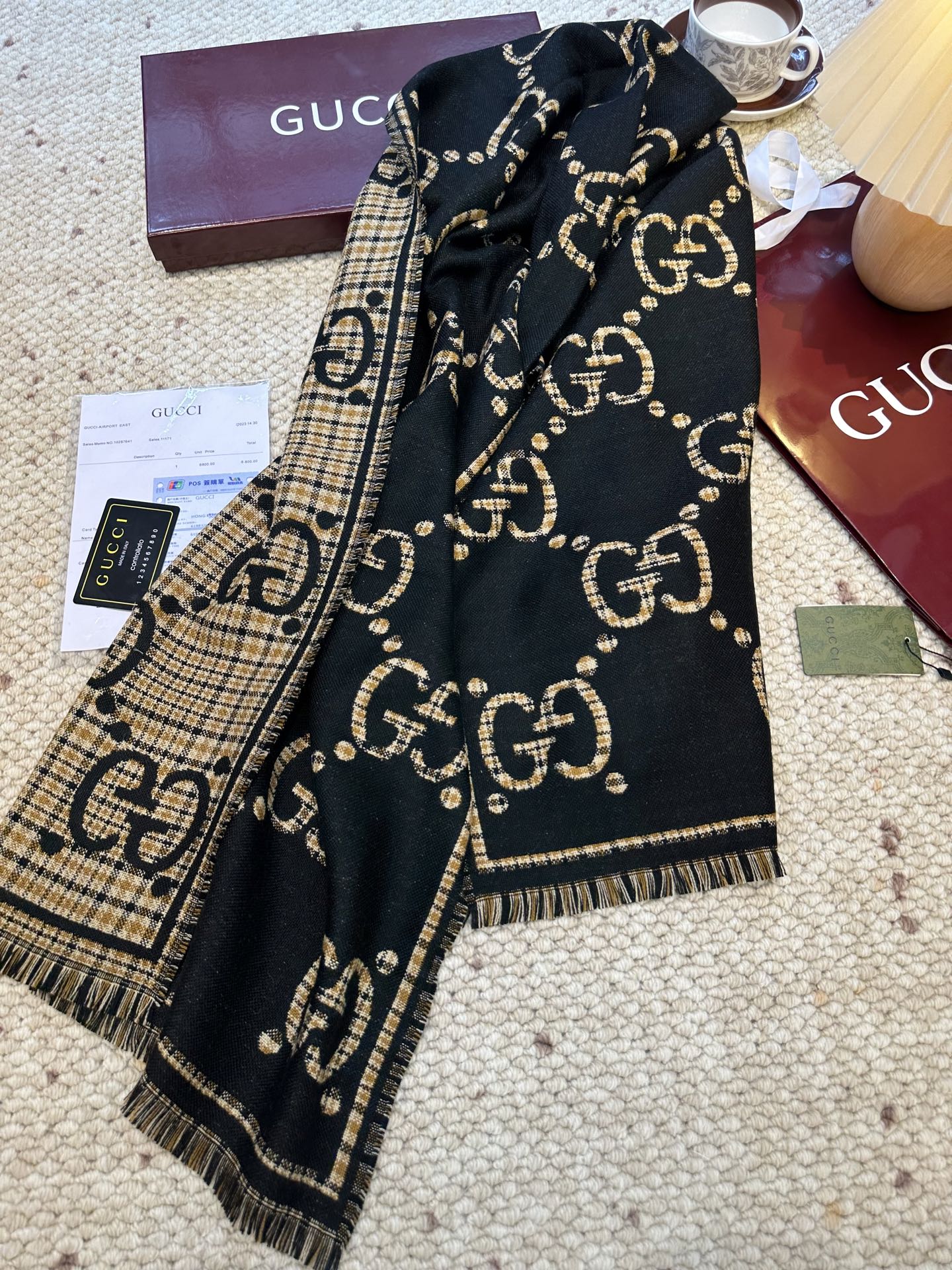 GG Classic 180CM Black Beige Wool 287938