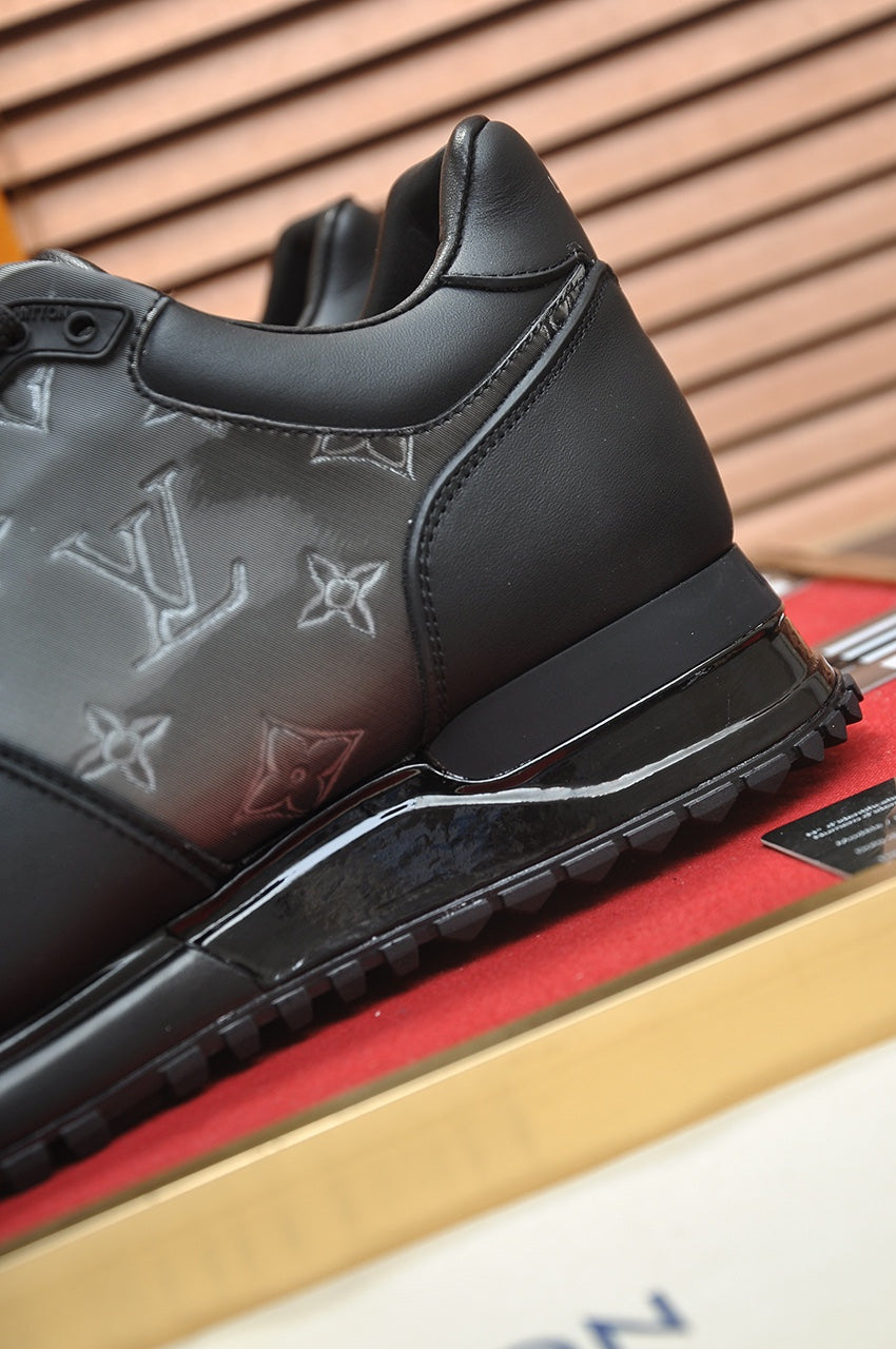 LV TRAINER SHOES IN BLACK MIX GREY EMBOSSED LAMBSKIN