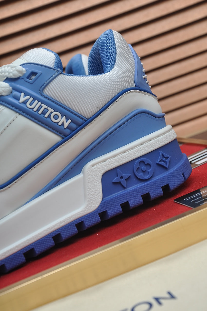 LV TRAINER MAXI SNEAKER WHITE MIX BLUE CALFSKIN