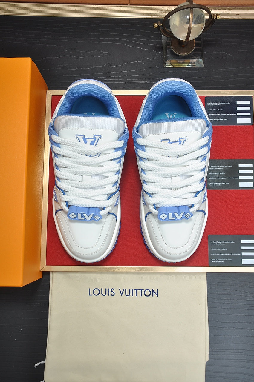 LV TRAINER MAXI SNEAKER WHITE MIX BLUE CALFSKIN