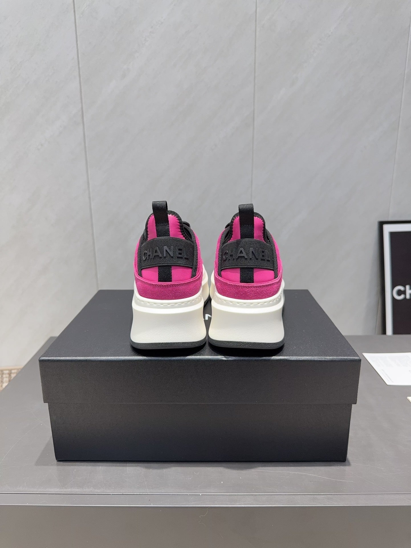 Chanel 25 Sneaker Pink White Black Suede 540278