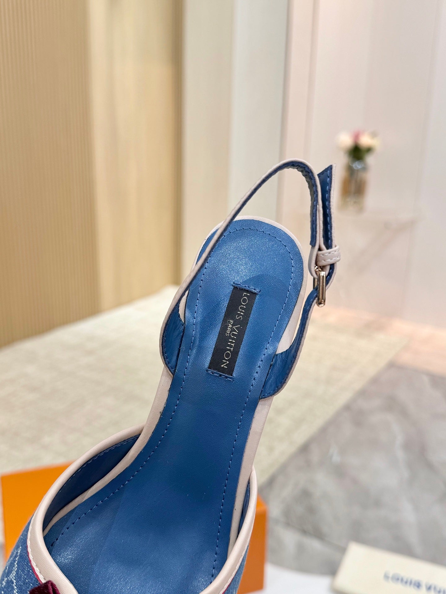 LV 26ss Slingback 60 Blue Denim Cowhide 664896