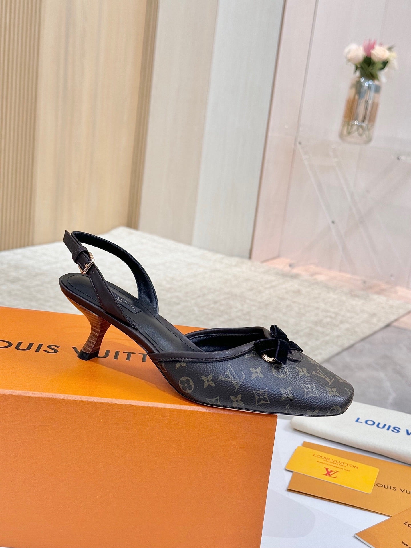 LV 26ss Slingback 60 Dark Brown Cowhide 664897
