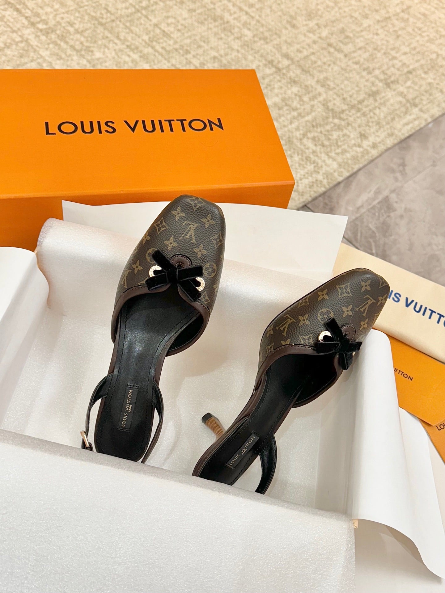 LV 26ss Slingback 60 Dark Brown Cowhide 664897