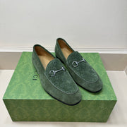 GG Men's Horsebit Loafer Green Suede 575869