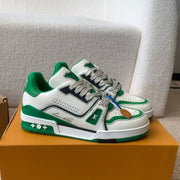 LV Trainer Sneaker White Mix Green Cowhide