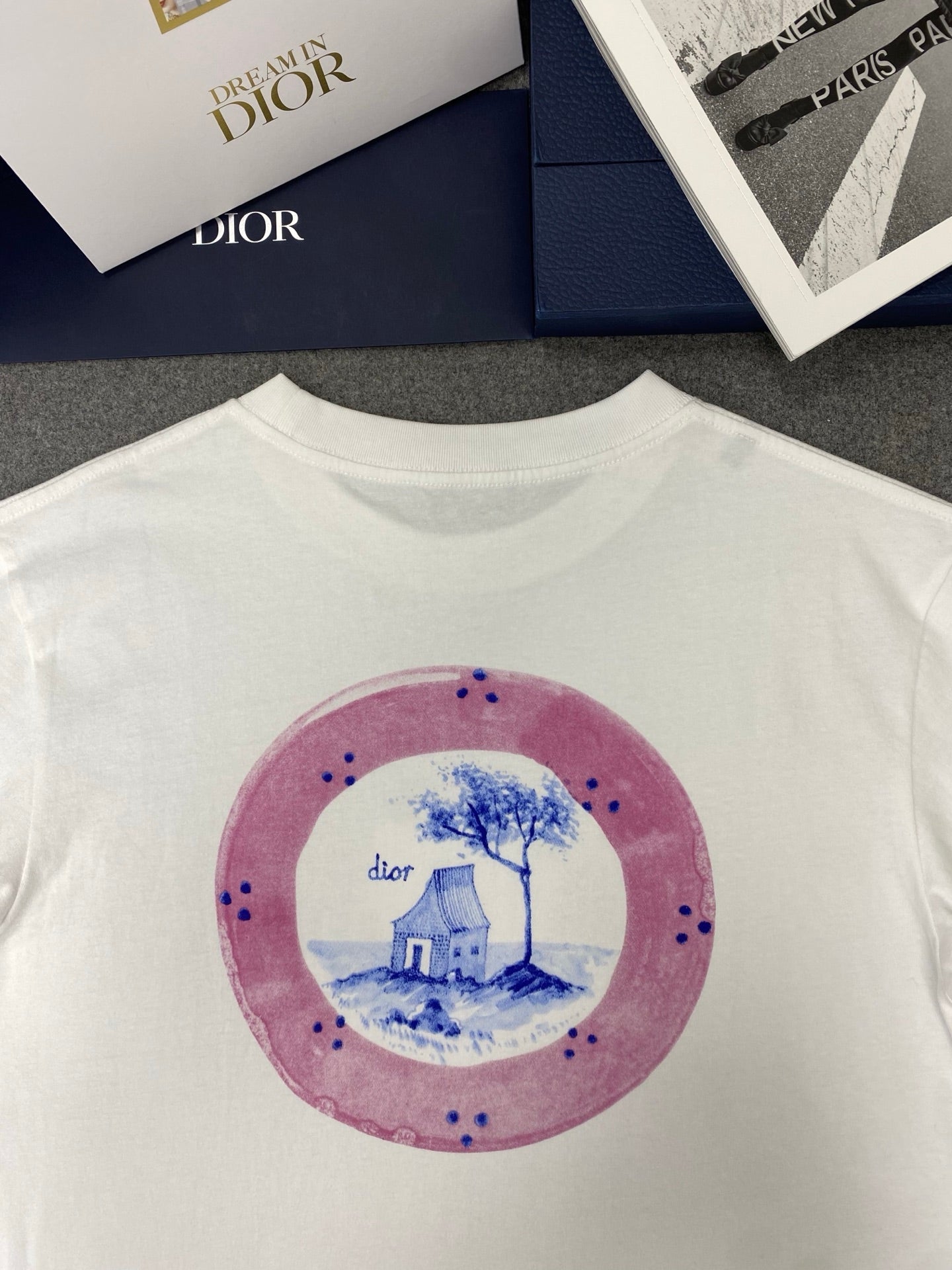CD Loose T-shirt White Blue Cotton