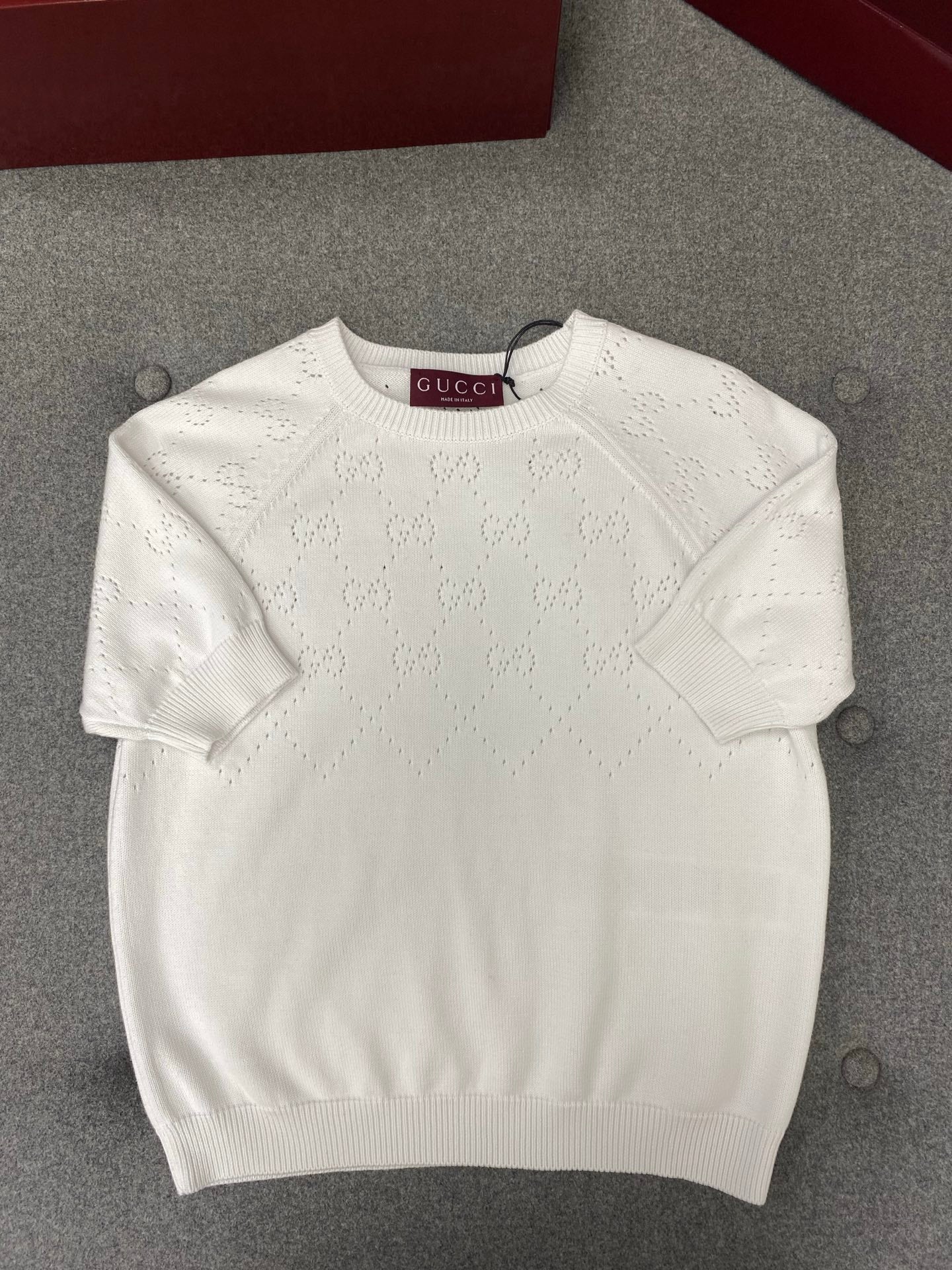 Gucci Round Neck Short Sleeves Top White Cotton