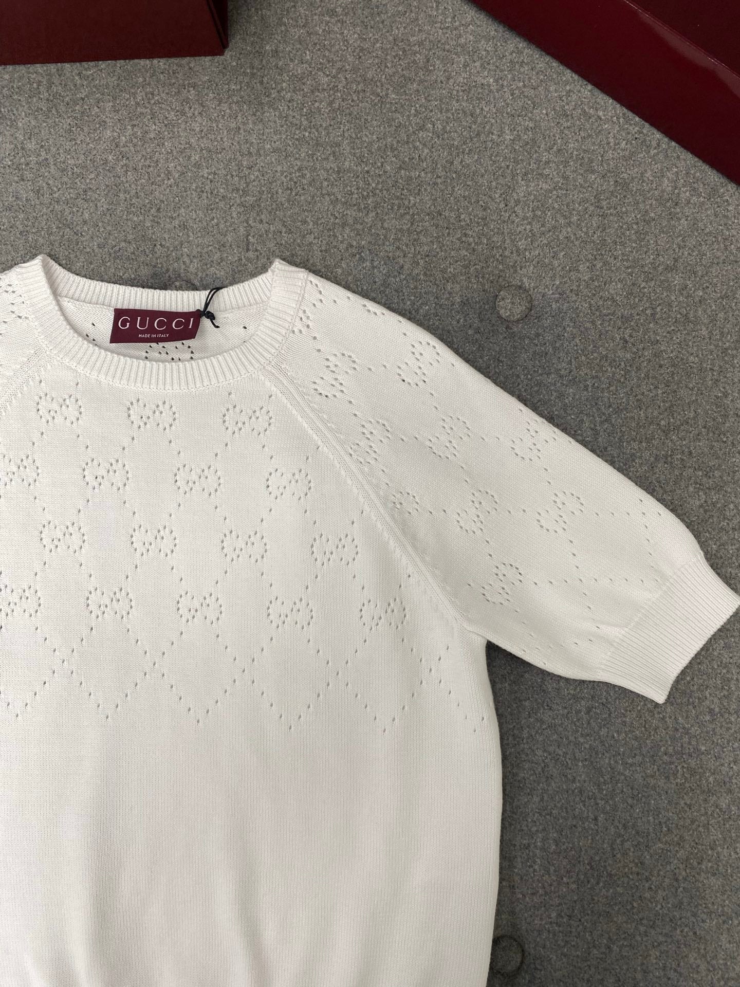 Gucci Round Neck Short Sleeves Top White Cotton