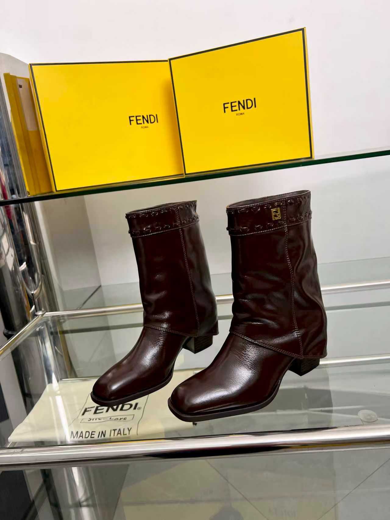 FENDI low boots  burgundy calfskin 521235
