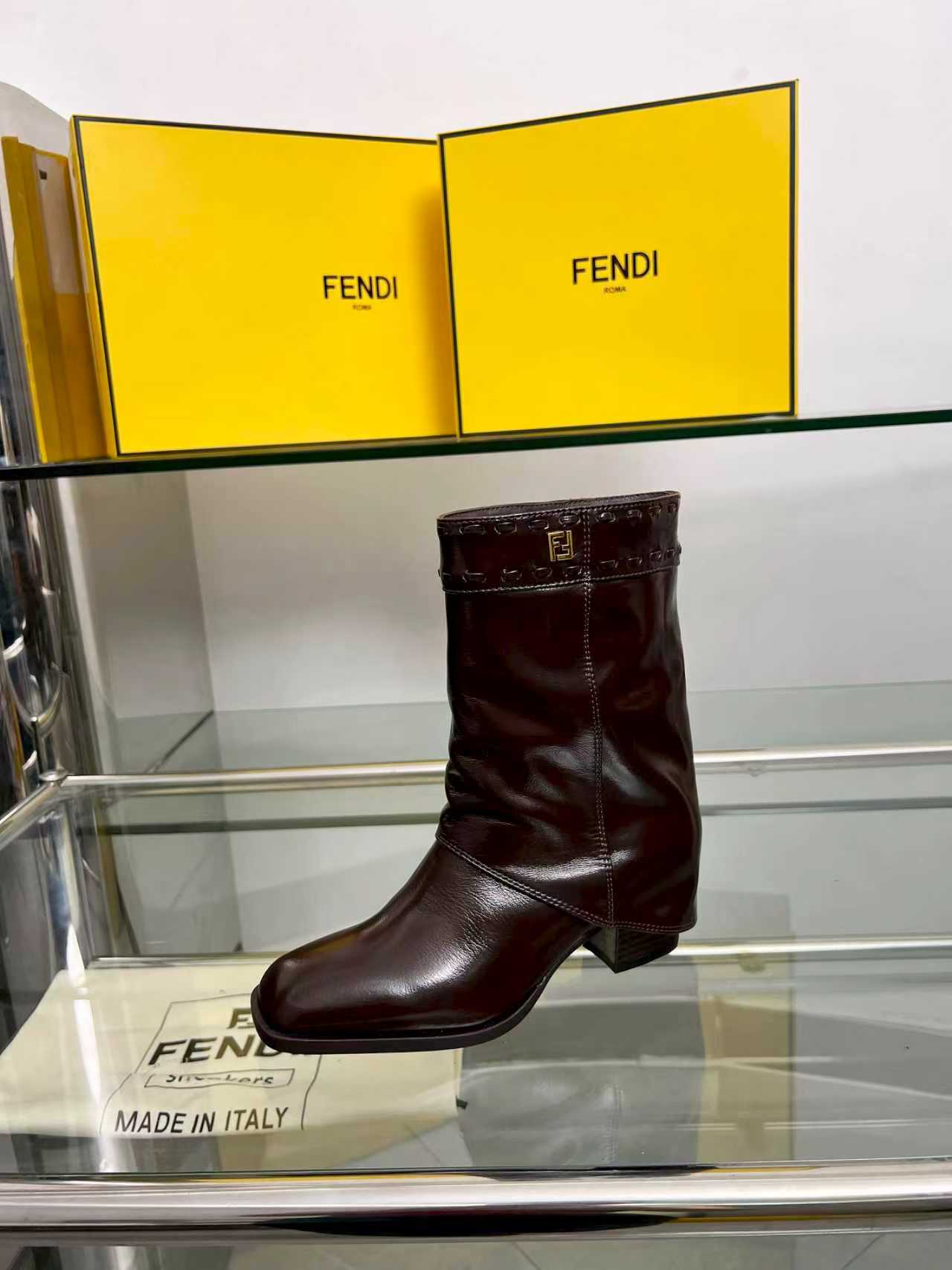 FENDI low boots  burgundy calfskin 521235