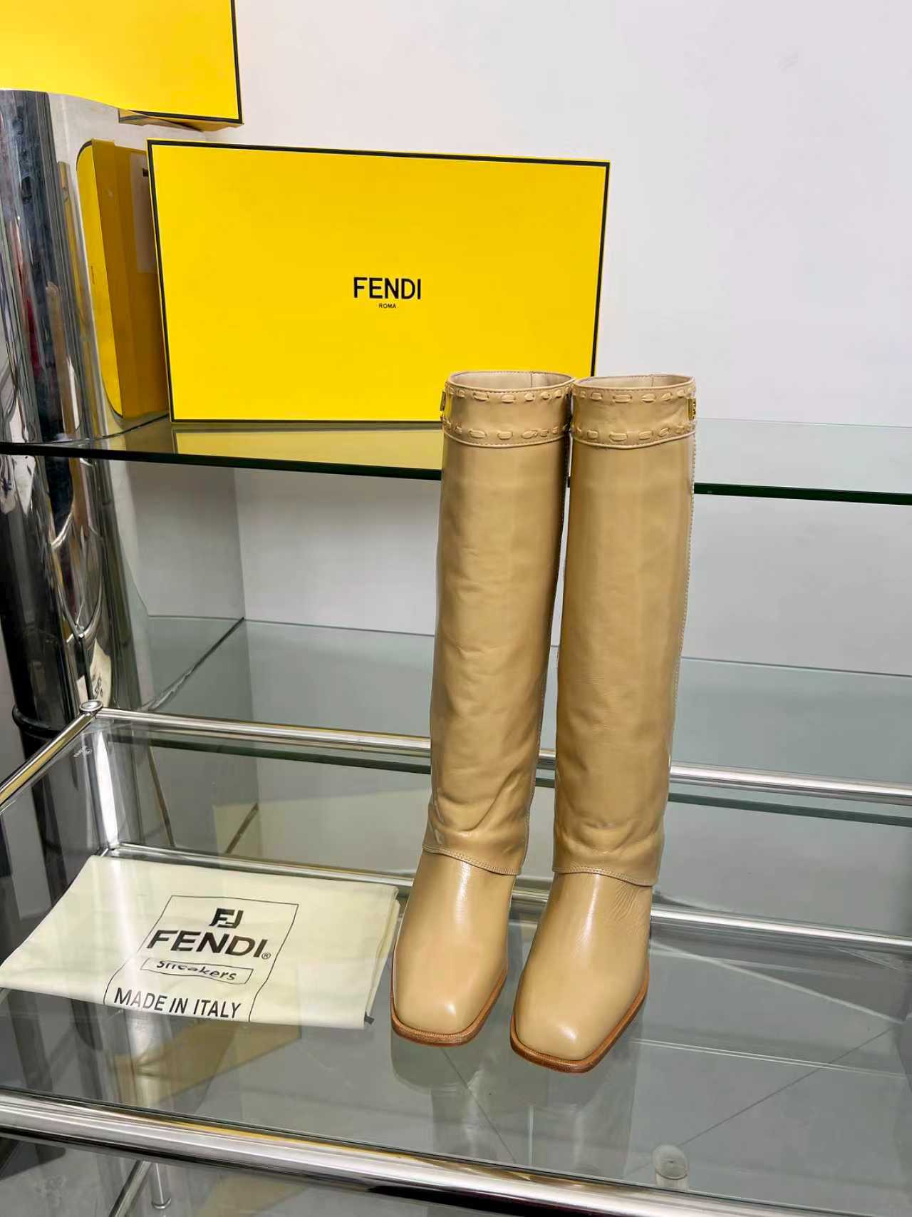 FENDI High boots  beige calfskin 521232