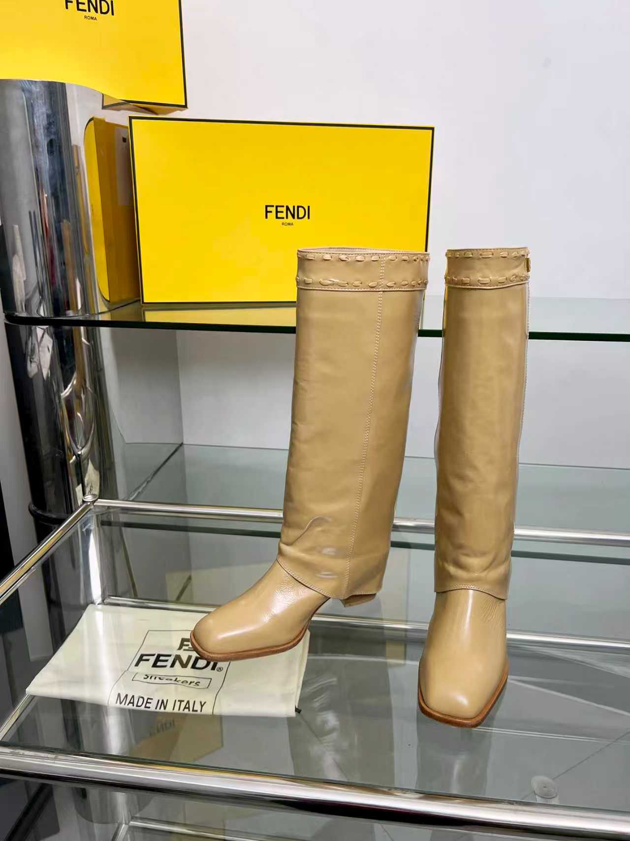 FENDI High boots  beige calfskin 521232