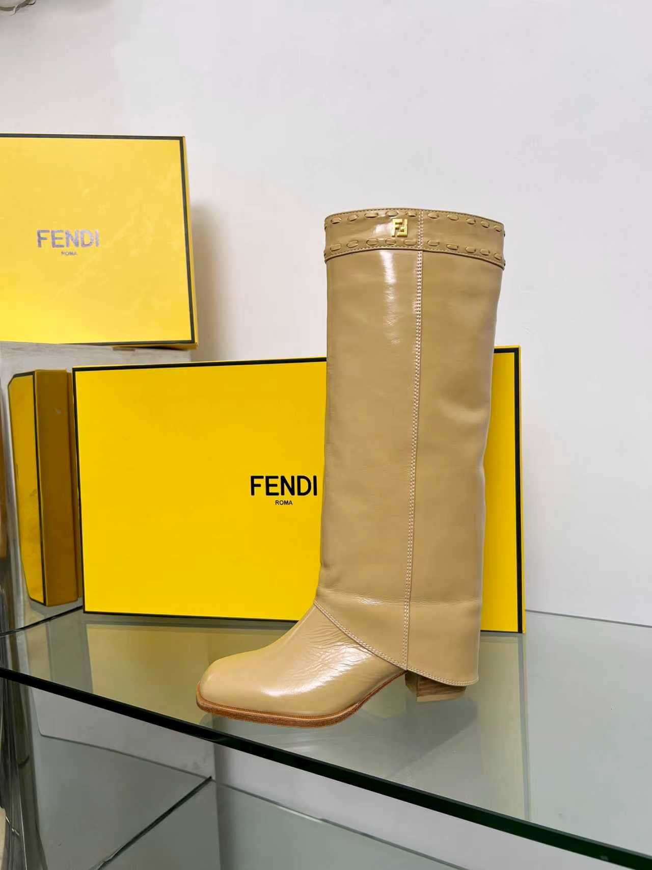 FENDI High boots  beige calfskin 521232