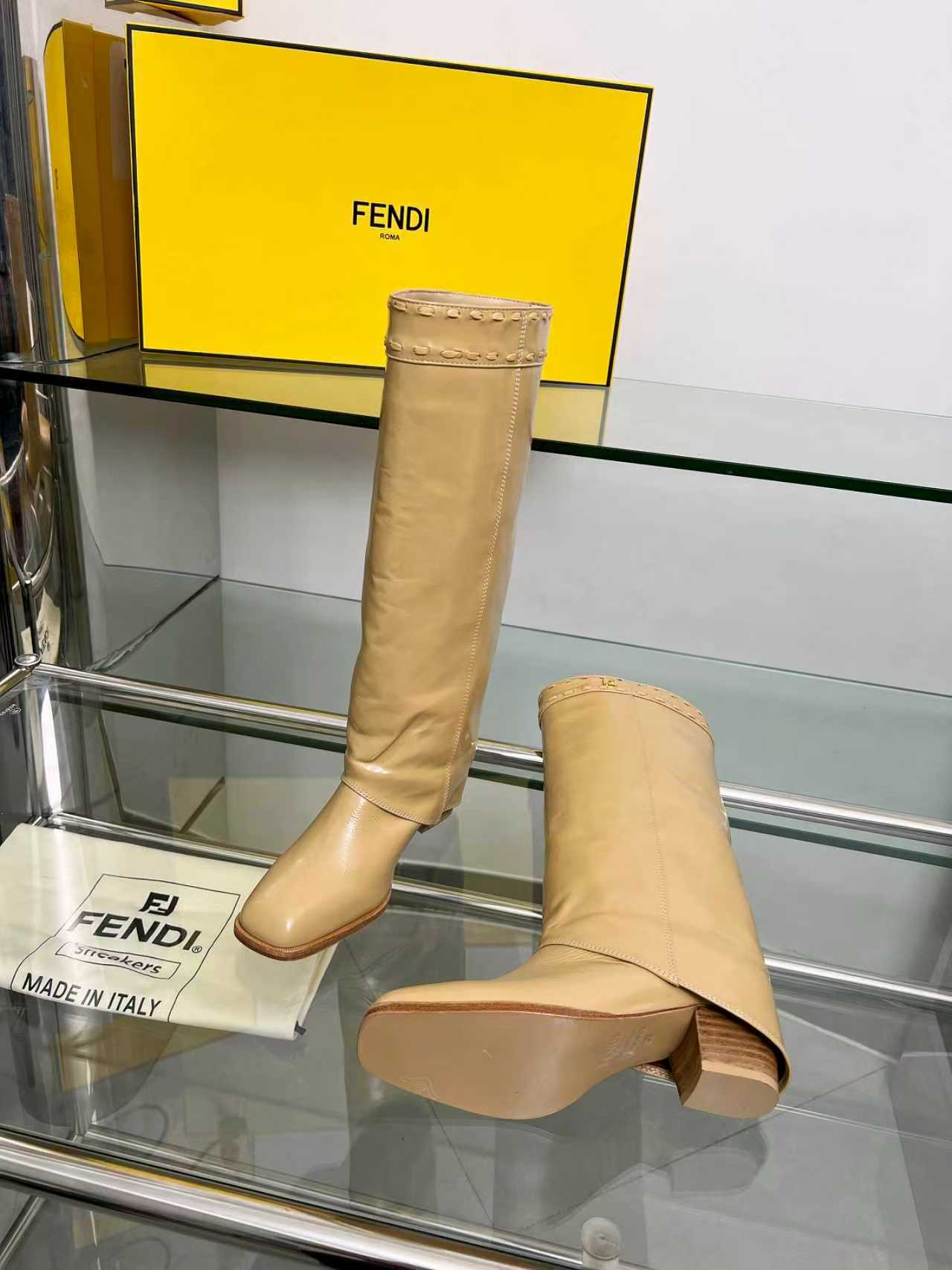 FENDI High boots  beige calfskin 521232