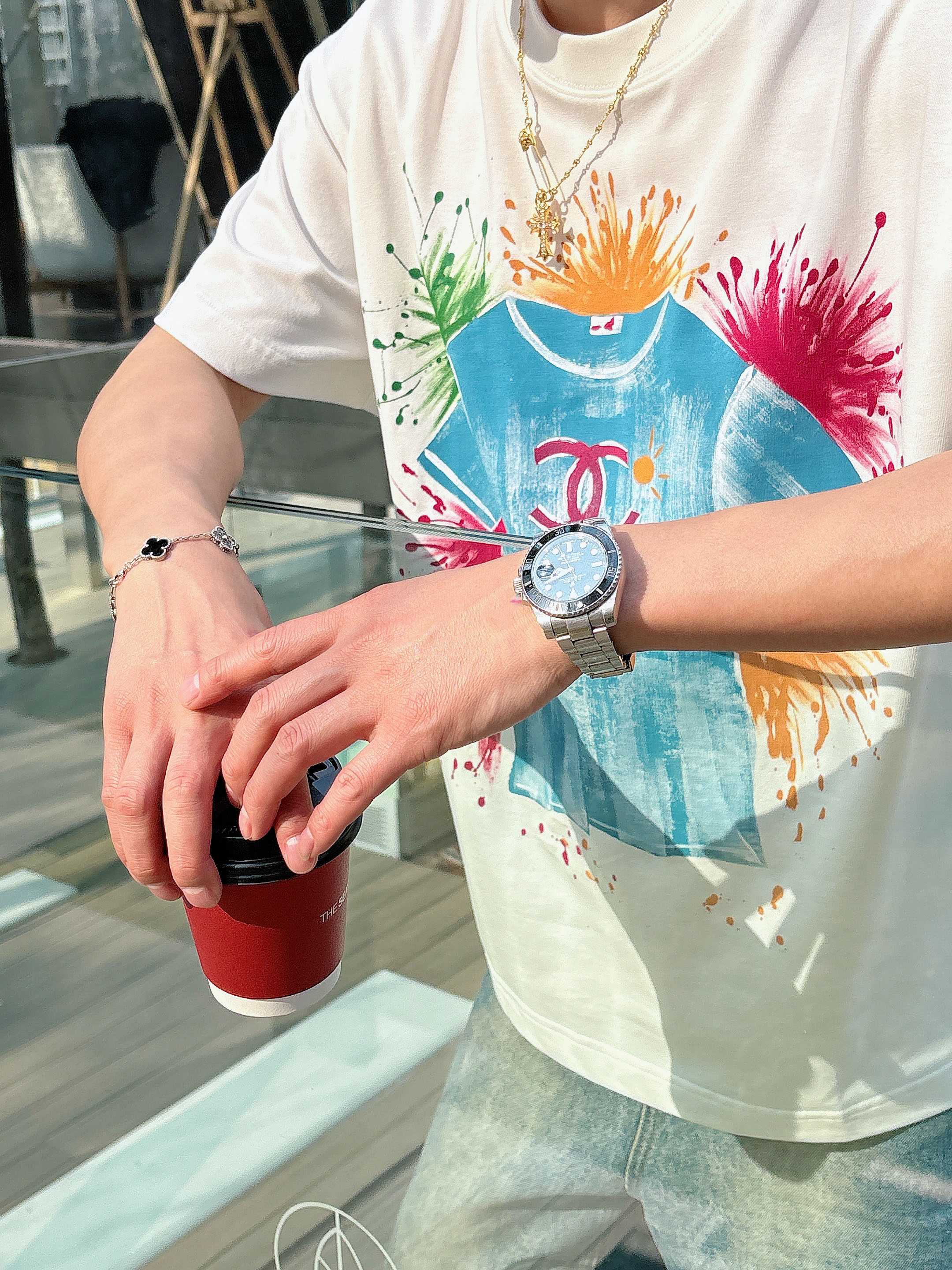 CC 2026 Hand-Painted  Short-Sleeve T-Shirt Multicolor 419022