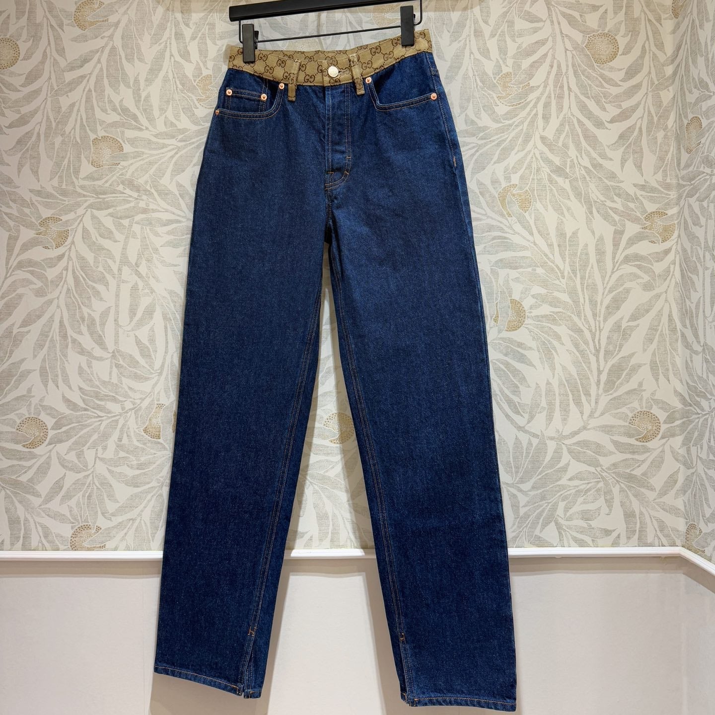 Gucci Old Flower Waist Jeans Blue Cotton
